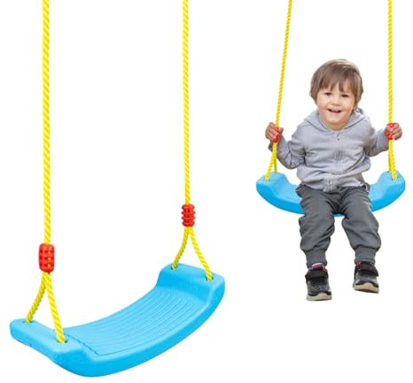 KalaDuck Kinder Schaukelsitz, Verstellbare Schaukelseile Gartenschaukel Zubehör für Kinder Schwerlast, Outdoor Hinterhof Spielplatz Schaukelbrett, Indoor Baby Schaukel Set für Jungen Mädchen (Blau)