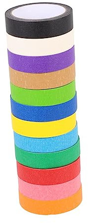 Operitacx 12rouleaux Ruban De Masquage Coloré Ruban Adhésif Décoratif Pour Bricolage Peinture Et Artisanat Résistant Chaleur Et Facile à Déchirer