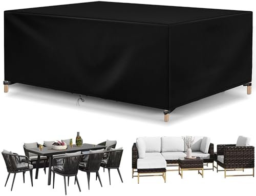 Gartenmöbel Abdeckung Wasserdicht Winterfest Multi Größe Schutzhülle Gartenmöbel Rechteckig Gartentisch Abdeckplane Gartenmöbel Sitzgruppe Winddicht Anti-UV Abdeckhauben für Möbelsets 242x162x100cm
