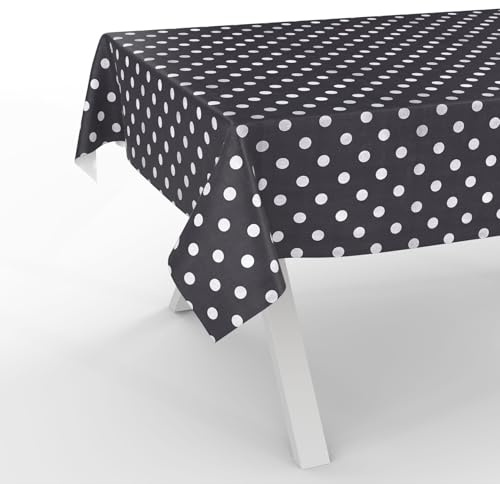 Wachstuchtischdecke Wachstischdecke Wachstuch Tischdecke abwaschbar Gartentischdecke Wasserabweisend 100x140cm Schnittkante Punkte Grau