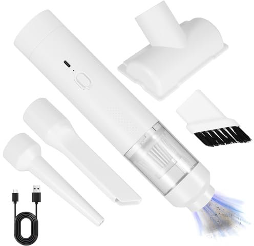 Mini Hoover Handheld Vacuum Cleaner, 200 W 19000 Pa High Power Hand Held Vacuum Cleaner Portable Hoover Cordless for Car Desk Keyboard Home Cleaning, 2.5H Type-C Fast Charge