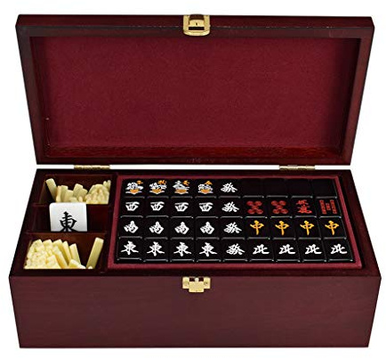 Boutique Japan Mahjong Set - Ausgewählte gesunde Acrylproduktion, Geschenkbox aus Holz, Majong Set Mah Jong Japanische Mah Jongg Sets Majiang (2,7 cm * 2 cm * 1,6 cm)