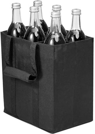 SEMINISMAR Porte Bouteilles Pratique,Sac à Bouteilles pour 6 Bouteilles,Sac Organiseur de Bouteilles,avec séparateurs,27 * 18 * 27