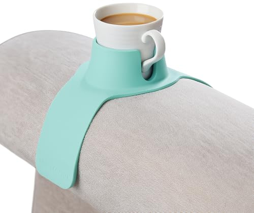 HIT PRODUCTS CouchCoaster® - Couch Armrest Cup Holder, Soft Teal | Original & Patented Anti Slip, Weighted Silicone Coaster, Stops Spills On Your Sofa, Armchair Recliner, Keeps Drinks In Reach