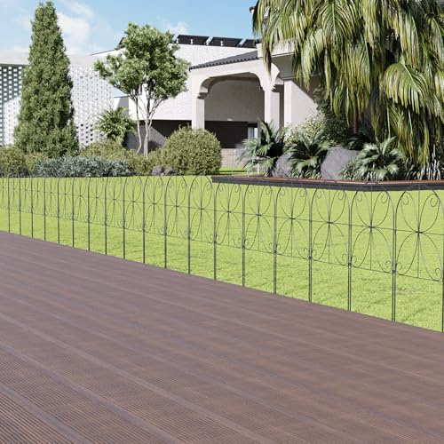 The Fellie Decorative Metal Garden Fence 10 Panels, Rustproof Landscape Garden Fence Borders for Backyard、 Patio、 Flower Bed, Outdoor Pattern Design Fence Panel Screening Animal Barrier, 32L*62H CM