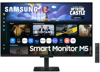 Samsung Smart Monitor M5 (S32FM502EU), Flat 32'', 1920 x 1080 (FHD), Smart Hub con AI, Office 365, Gaming Hub, Speaker integrati, Telecomando, WiFi, HDMI, USB