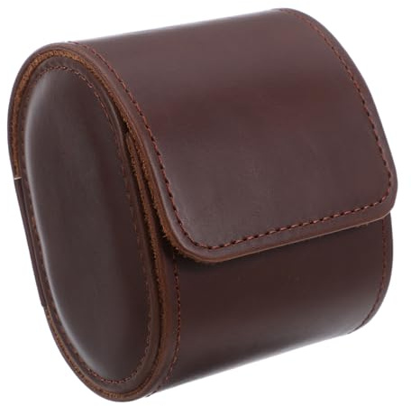 UPKOCH Uhren Reiseetui aus Pu Leder für Herren, Braun, Kompakt | Sichere Verschlusslösung, Stabile Form, für Geschäftsreisen und Meetings, Elegante Rollform