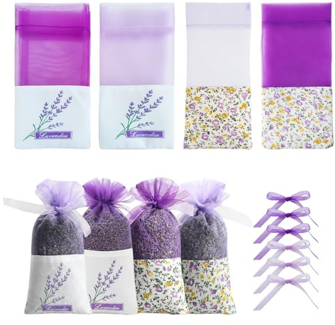 32 Stück Lavendelsäckchen, 4 Verschiedene Lavendelsäckchen Leer, Lavendel Duftsäckchen, Geeignet zum Befüllen mit Lavendel, Gewürzen und Kräutern, Ideal für Kleiderschränke, Zimmer und Autos