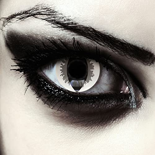 DESIGNLENSES, Farbige grau weiß Katzenaugen Halloween Kostüm Kontaktlinsen, 1 Paar (2 Stück),weiche Drachen Farblinsen ohne Stärke, Grey Dragon