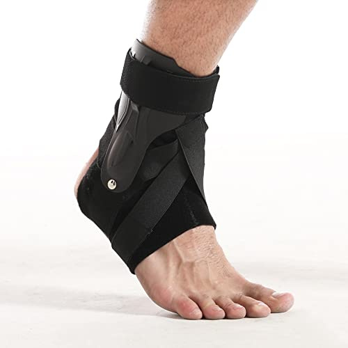 ABIRAM Ankle Brace Ankle Stabilizer Brace with ThreeWay Support, Sprain Support for Men and Women, for Basketball, Soccer, Hockey, Volleyball, Football & Baseball (Black, Large)