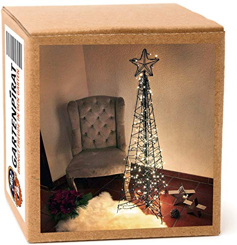 Gartenpirat Moderner Weihnachtsbaum 150 cm Pyramide aus Metall mit Lichterketten 264 LED