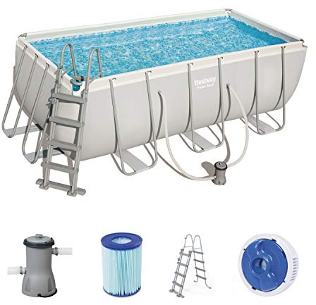 Bestway Power Steel - Piscina rettangolare con telaio in acciaio, con pompa filtrante