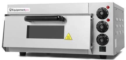Equipementpro (EP-1ST) Four à Pizza en acier inoxydable avec surface de cuisson en pierre réfractaire de 40x40cm pour pizza, pain, viennoiserie 1600 watts, 230V,