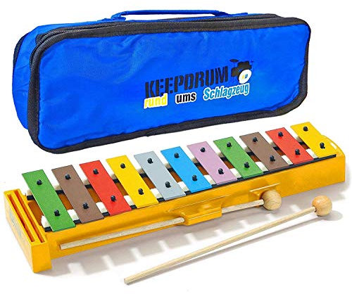 Sonor GS Glockenspiel bunte Stahl-Klangplatten 11 Töne + keepdrum Tasche Bag in Blau