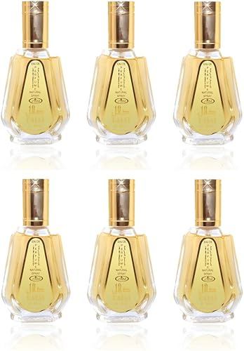 Lot de 6 Muscs Parfums DALAL Al Rehab 50 ml aux Notes Gourmandes Sucrées de Caramel Vanille et Fleur d’Oranger – Eau de Parfum Oriental Pour Femme & Homme