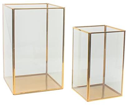 LaLe Living - Lot de 2 lanternes Batu - En fer doré vintage - Pour bougies piliers et bougies chauffe-plat