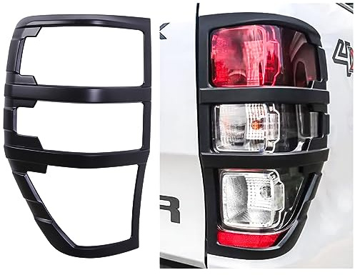 JHCHAN Protection du couvercle du feu arrière pour Ford Accessoires | Raptor 2012-2022 T6 T7 T8 XL XLT Limited Tremor MK1 MK2 MK3 Noir (Couvercle de feu arrière)