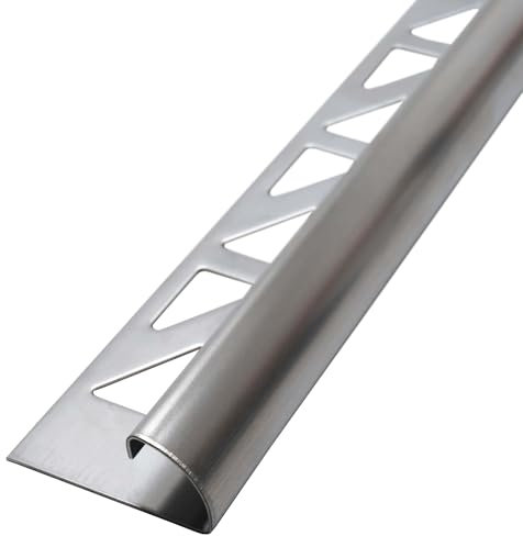 Dalsys Fliesenschiene Viertelkreisprofil Edelstahl Gebürstet 2,5m x 10mm, Rundprofil Halbrundprofil Fliesenprofil