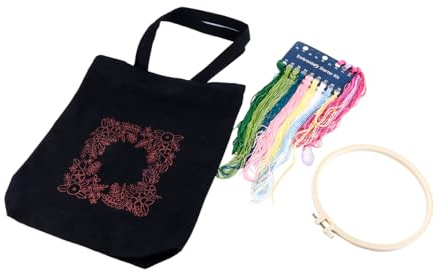 Namvo Stickset für Leinen-Tragetaschen, Stickset für Anfänger mit Muster und Anleitung, inklusive Sticktasche mit Blumenmuster, Stickrahmen, bunten Fäden und Werkzeugen für DIY-Kunst, Handwerk