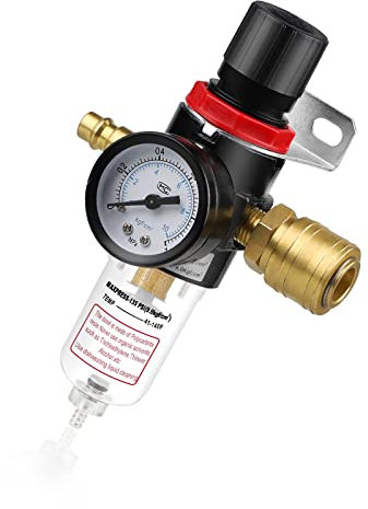 SWAWIS Druckminderer Druckluft 1/4 zoll Wasserabscheider Druckluft Druckminderer Kompressor Druckregler Kompressor mit Wasserabscheider Schnellkupplungen für Kompressor Filter