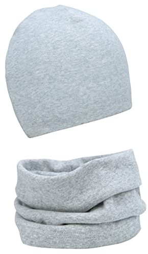 Baby Mädchen Beanie Mütze + Schlauchschal 2er Set, Wintermütze für Jungen Mädchen Baumwolle