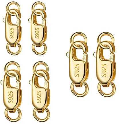 Gold Armband Verschluss Kettenverschluss, 6 Stück Silber 925 Verschlüsse für Armbänder Ketten Verschlüsse Kettenverschlüsse zum Basteln Schmuckverschluss mit Geschlossenen Biegeringen Verbinden