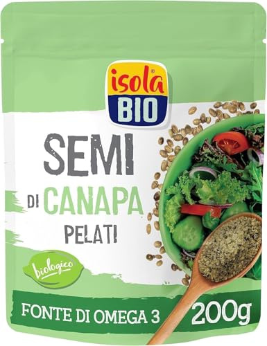 ISOLA BIO Semi di Canapa Macinati Pelati Biologici, Superfood Fonte di Fibre e Ricco di Omega-3, Senza Glutine, per Vegetariani e Vegani, Confezione 200g | Superfood, fonte di fibre, proteine e omega-3, senza glutine, senza zuccheri aggiunti, vegan, ottimi per insalata o smoothie