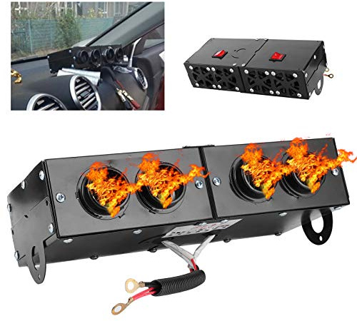 Car Heater, Portable Heater for Car,12V Car Defogger Auto 4 Hole Heating Fan 12V Defroster Defogger 800W for Automobile Windscreen Defrost Defogger Keeping Warm