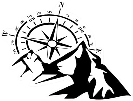 Kompass Aufkleber - Kompassrose, Windrose & Navigation für Indoor und Outdoor (RP28) (19cm x 14cm)