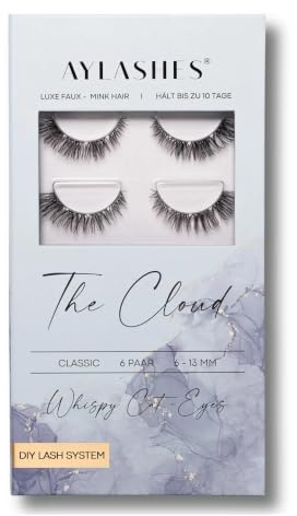 AYLASHES - DIY Wimpernextensions Maxi Box THE CLOUD | 6 Paar Wimpern | bis zu 7 Tage Halt | Wimpern DIY Set für zu Hause | künstliche Wimpern | Klebewimpern | lash extension set