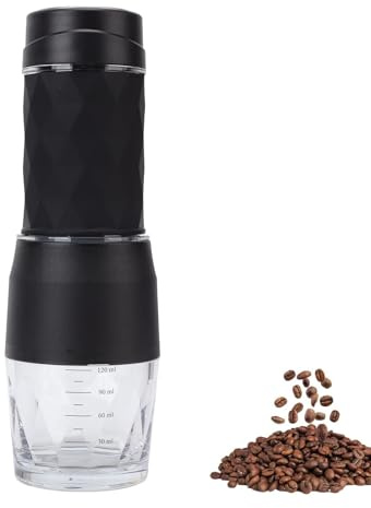 Machine À Café Portable, Cafetière Mini Machine À Espresso Électrique À Pression Manuelle, Machine À Espresso De Voyage Compatible Avec Capsules Et Café Moulu Pour Utilisation En Plein Air(Noir)