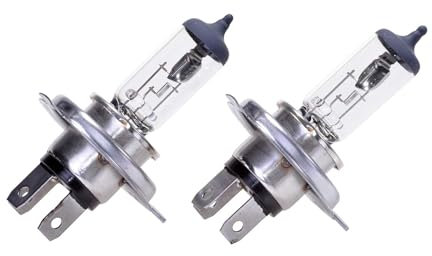 Halogenlampen Set H4 Xenon 12V 60/55 W, PX26D, Auto Halogen Glühbirne PKW Abblendlicht und Fernlicht, Super Weiß