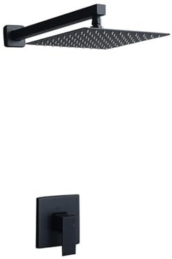 Soffione doccia da incasso a parete for hotel, box doccia da bagno nero monofunzione AL2006 (Size : Black side 10 inches normal)