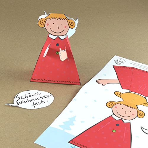 100 Klappkarten mit gefüttertem, weißen Kuverts B6: Engel zum Basteln, gezeichnet von Anke Thomas