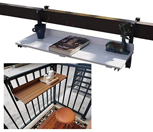 Generisch Balkon-Hängetisch Klappbarer Balkon-Stehtisch für Geländer, 80 x 26 cm, Stehtisch für den Außenbereich, Klappbarer Beistelltisch, Kleiner klappbarer, platzsparender Serviertisch, W