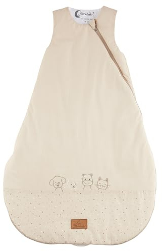 Sterntaler Schlafsack 70 cm Bauernhof - Kinder und Baby Schlafsack aus gemustertem Polycotton mit feuchtigkeitsregulierendem Futter, wattiert, seitliche Kabelöffnung, TOG 1,5 - beige