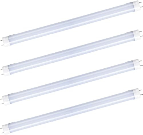 KOUZEMS 4ft T8 LED Light Bulbs Fluorescent Replacement Ballast Bypass G13 48inch 5000K Daylight White Dual-end Power Frosted Lamp 4 Pack