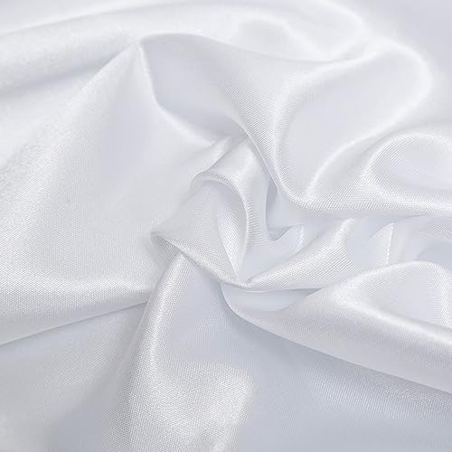 Anevous 1 Meter x 150 cm Satin Stoff, Stoffe zum Nähen Stoff Satin Meterware Fabric Dekostoff Einfarbig Bekleidungsstoff Nähenstoff für Mode Kleidung Geschenk, Handwerk Dekoration,Weiß