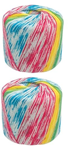SEWACC 2 Rollen Saftiger Spitzenfaden Kinder Decken Blanket hutschachtel Regenbogengarn zum Häkeln Garnkunstblumen Strickmütze Geschirrtücher Strickgarn Baumwollgarn mit Farbverlauf