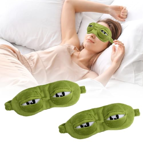 3D groda sömnmask, mjuk plysch ögonmask, rolig mask för barn och vuxna, resetillbehör och bekväm sömn, originalgåva för kvinnor och män