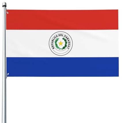 Llamativa e impactante. Bandera de paraguay DLXW de 3 x 5 pies con cabecera de lona, resistente a la decoloración UV, excelente artesanía, impresionante y deslumbrante