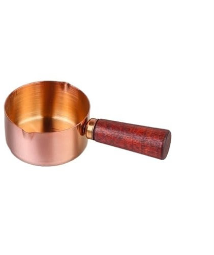 Salsera Taza for salsa de carne con asa, platillo for inmersión de ensalada de tomate, taza for salsa occidental con mango de madera, tazas for salsa de acero inoxidable Jarra de salsa(Pequeño)