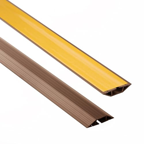 Quest Canalina Passacavi 80 mm Autoadesiva Antinciampo - Marrone, 200 cm | Copricavi a 3 canali, protezione antinciampo senza forare, per salotti, uffici e garage, facile da pulire