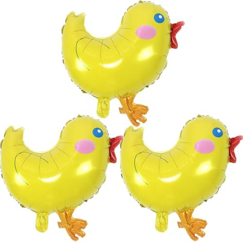 Palloncini Pasqua: 3 Pezzi Carino Pulcino in Alluminio Foil per Festa di Pasqua, Decorazione Compleanno (C)