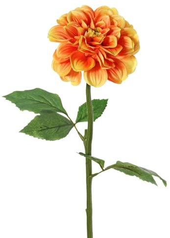 artplants.de Deko Dahlie TINKALA, orange, 60cm, Ø11cm - Künstliche Dahlie