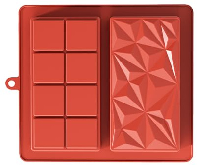 Ginddy Chocolate Moulds,1 PCS Food Grade Silicone 2.5cm Deep Red Baking Mold for DIY Chocolate Bars, Ice Cubes & Protein Bars | 19x21cm | Dishwasher Safe & Heat-Resistant