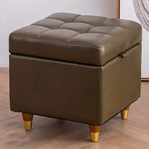 Leder Lagerung Ottoman Ottoman Ottoman Hocker mit Massivholzbeinen für Wohnzimmer und Schlafzimmer braun verschleißfeste Tragfähigkeit 15,74 IN Höhe