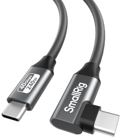 SMALLRIG USB-C-datakabel (rak till vinklad, 35 cm) (40 Gbit/s + 240 W + 8 K) 5075