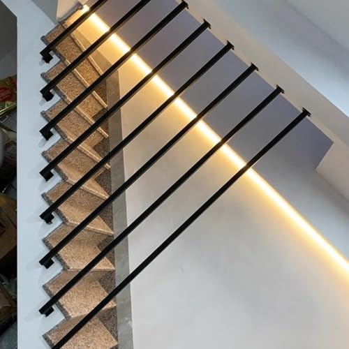 Poteaux de Balustrade d'escalier Noirs en métal de Type L, poteaux de Garde-Corps industriels antidérapants en Tube carré pour couloirs, décoration intérieure et Protection Contre Les Chutes(125cm)