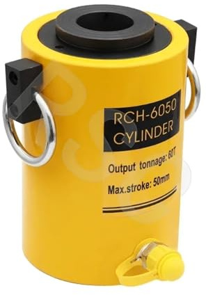 Ariete idraulico, RCH-6050 Pistone cavo, martinetto idraulico a stantuffo cavo da 60 tonnellate e 50 mm, cilindro idraulico cavo per uso a lungo termine